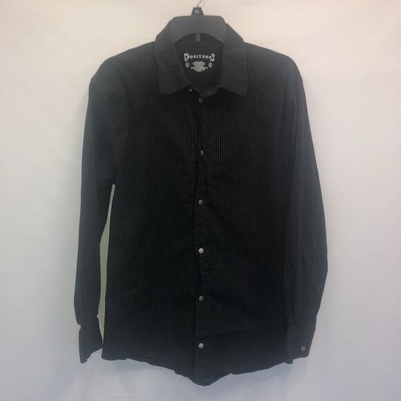 Positano Button Uo Adult XL Mens Multicolor Long Sleeve Striped Cotton Shirt - Picture 1 of 8